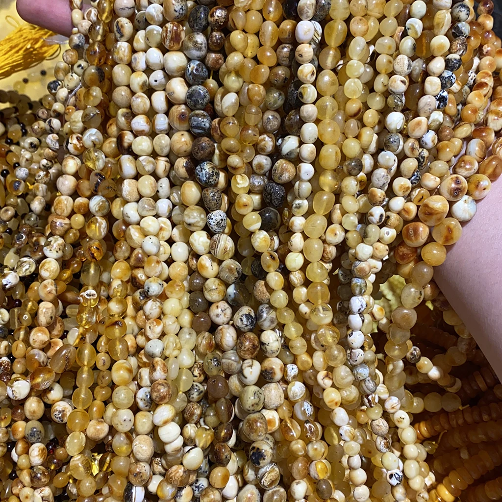 Cheap necklace made of natural raw Baltic amber stone for amber jewelry