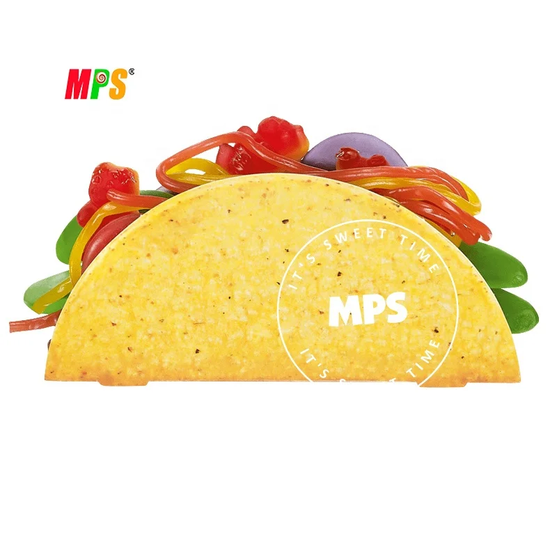 HACCP Wholesale Candy Suppliers Halal Popular Gummy Candy Novelty Taco Shape Sweet Flavour Chewy Soft Gummy