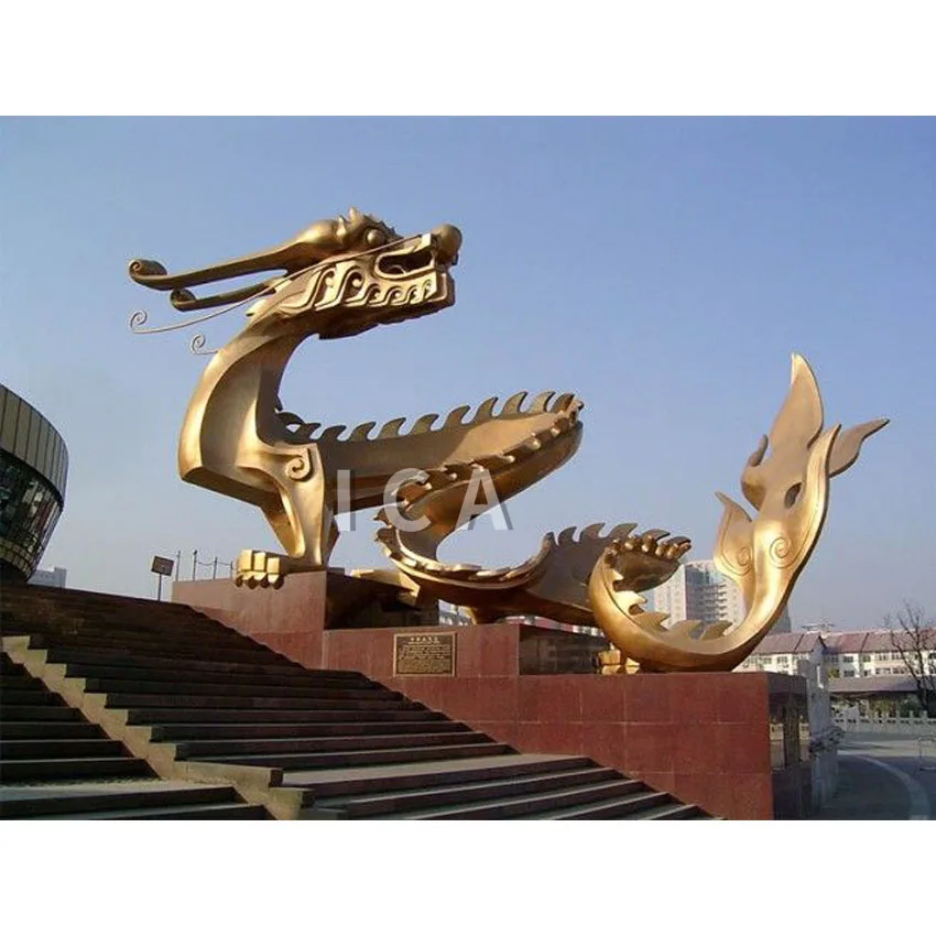 High Polished Silver Stainless Steel Large Metal Dragon Sculpture
