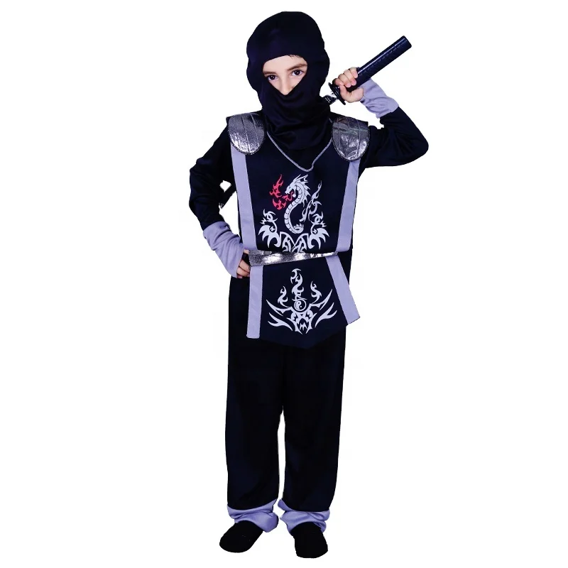 Halloween Party Cosplay Ninja Fancy Dress For Boys Children Black Dragon Ninja Costume
