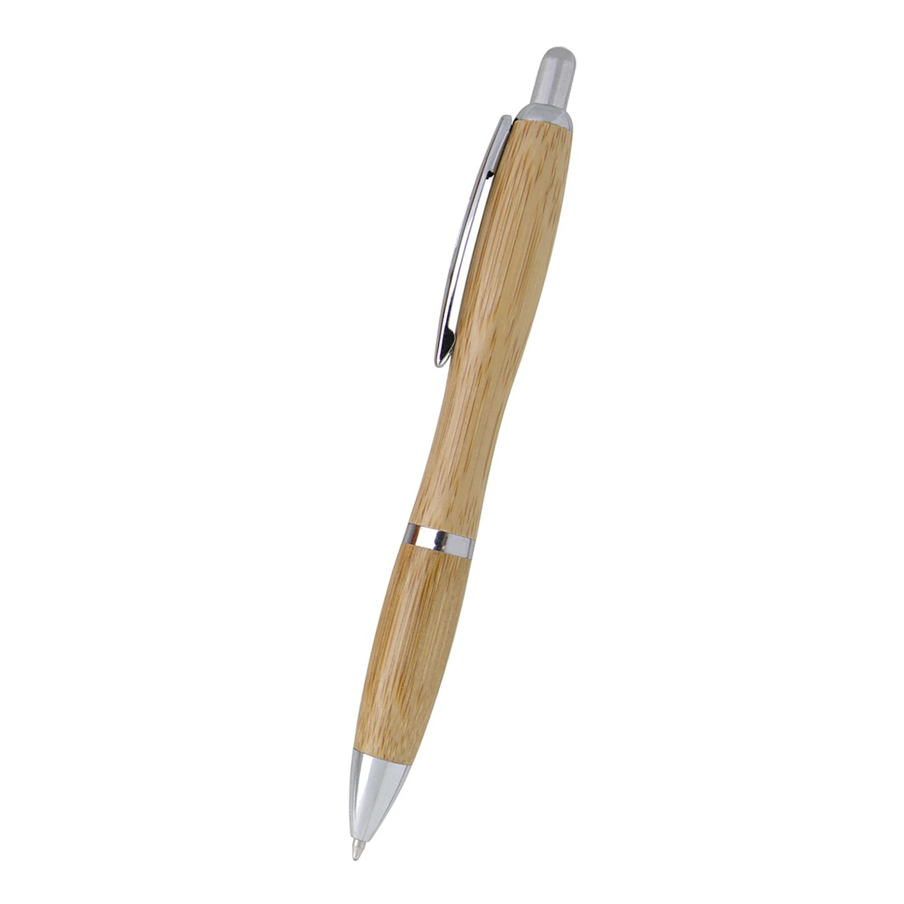 
NH010 LOW MOQ Promotional high quality bamboo barrel ball point pen with curve shape and custom logo 