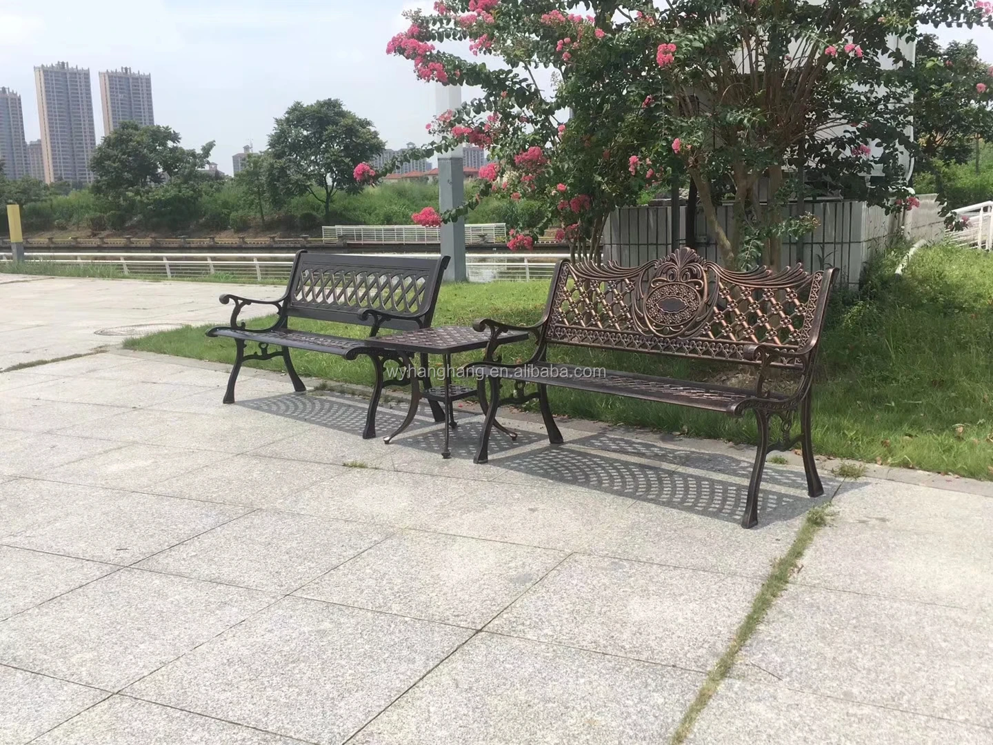 Bistro Outdoor Dining  Cafe Garden Use  For Balcony French style  aluminum stackabe wicker rattan Bamboo looking  Chair