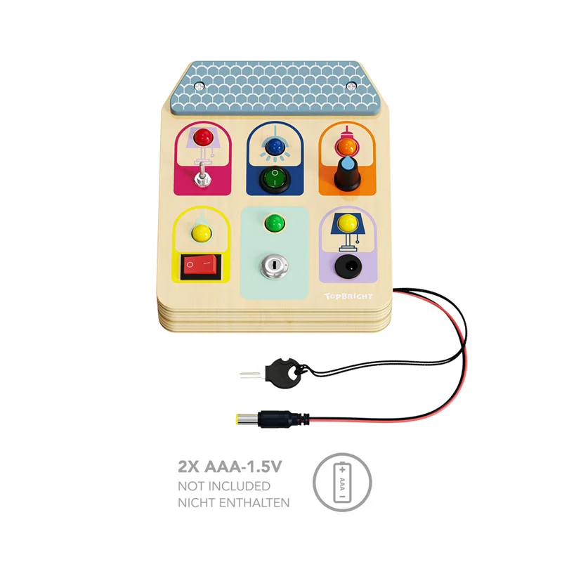 Topbright Montessori Wooden Busy Board with LED Light with Toggle Switch Sensory Toys for Toddlers Education