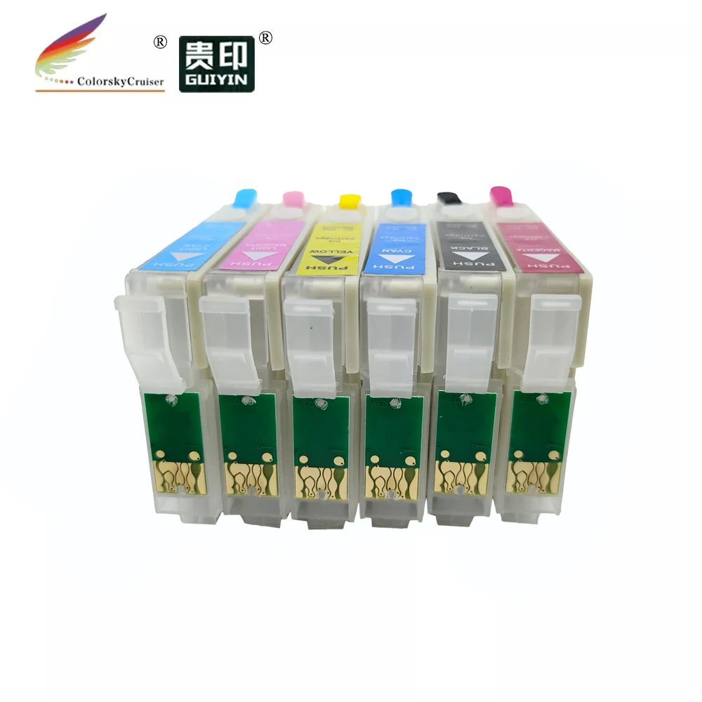 (RCE-801-806) refillable refill ink cartridge for Epson T0801 - T0806 80 Stylus Photo P50 PX650 PX660 PX700W PX710W 1 set