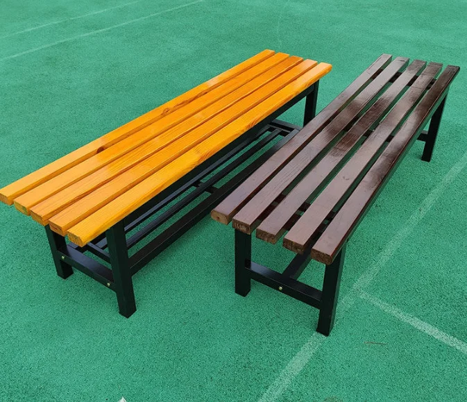 Gym changing locker room long chair metal wood surface waterproof rest park bench chair