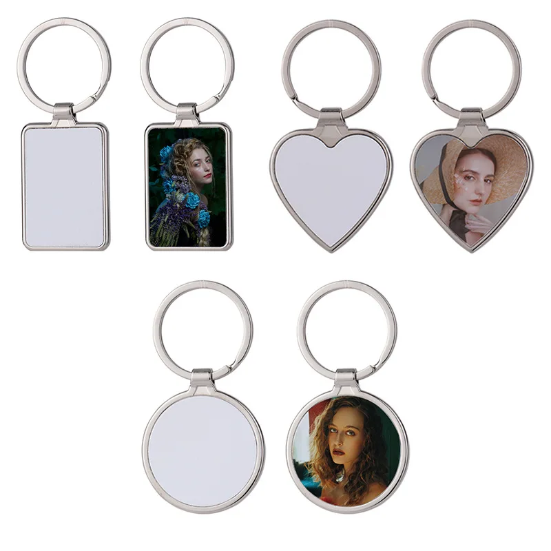 High Quality Luxury Key Ring Photo Picture Metal Sublimation White Blank Key Chain for Printing