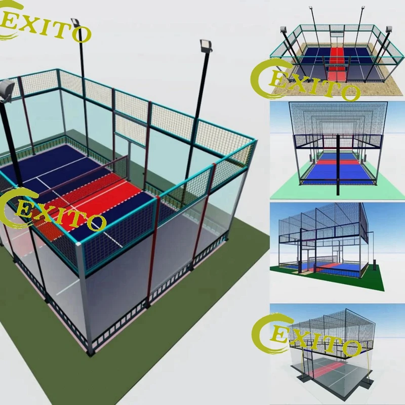 OSI Good Quality Twice Powder Coating Mixing Zinc Panoramic Padel Court for Sale