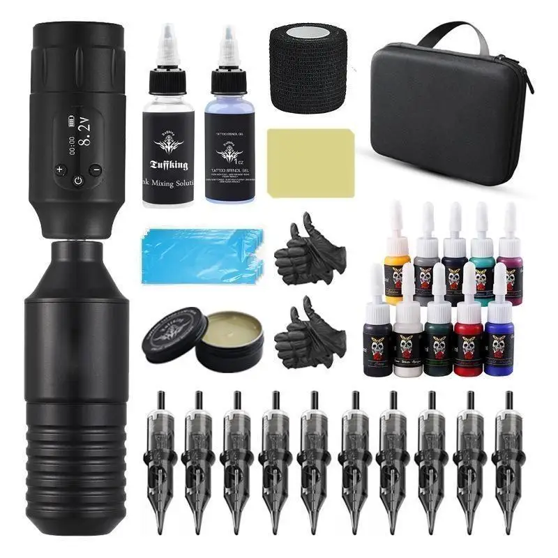 Hot Style Full Complete Tattoo Machine Set Rotary Tattoo Ink Cartridge Needle Wireless Tattoo Machine Kit