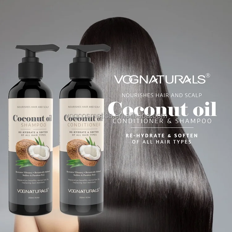 OEM Natural Moisturizing Coconut Oil Hair Shampoo And Argan Oil Conditioner Coconut Shea Butter Hair Care Shampoo