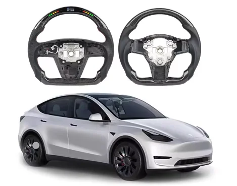 Factory Price Interior accessories tesla model 3 Y X S Carbon Fiber With heating Genuine Leather Car Steering Wheel For Tesla