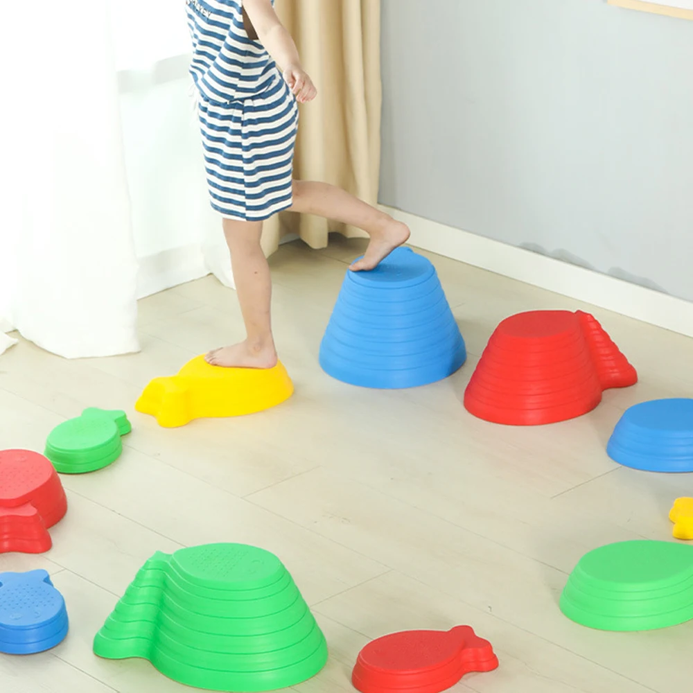 River Stones Stepping Stones - Child-Friendly Balance Blocks Set Made of Non-Slip Durable Plastic Balance Toy