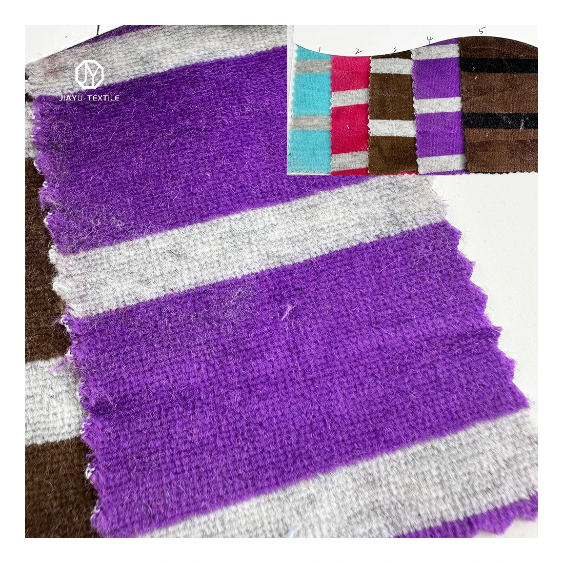 Jiayu Textile 80 cotton 20 polyester 260g cvc strip Korea velvet velour fabric for garment/sofa/toys/dress in stock