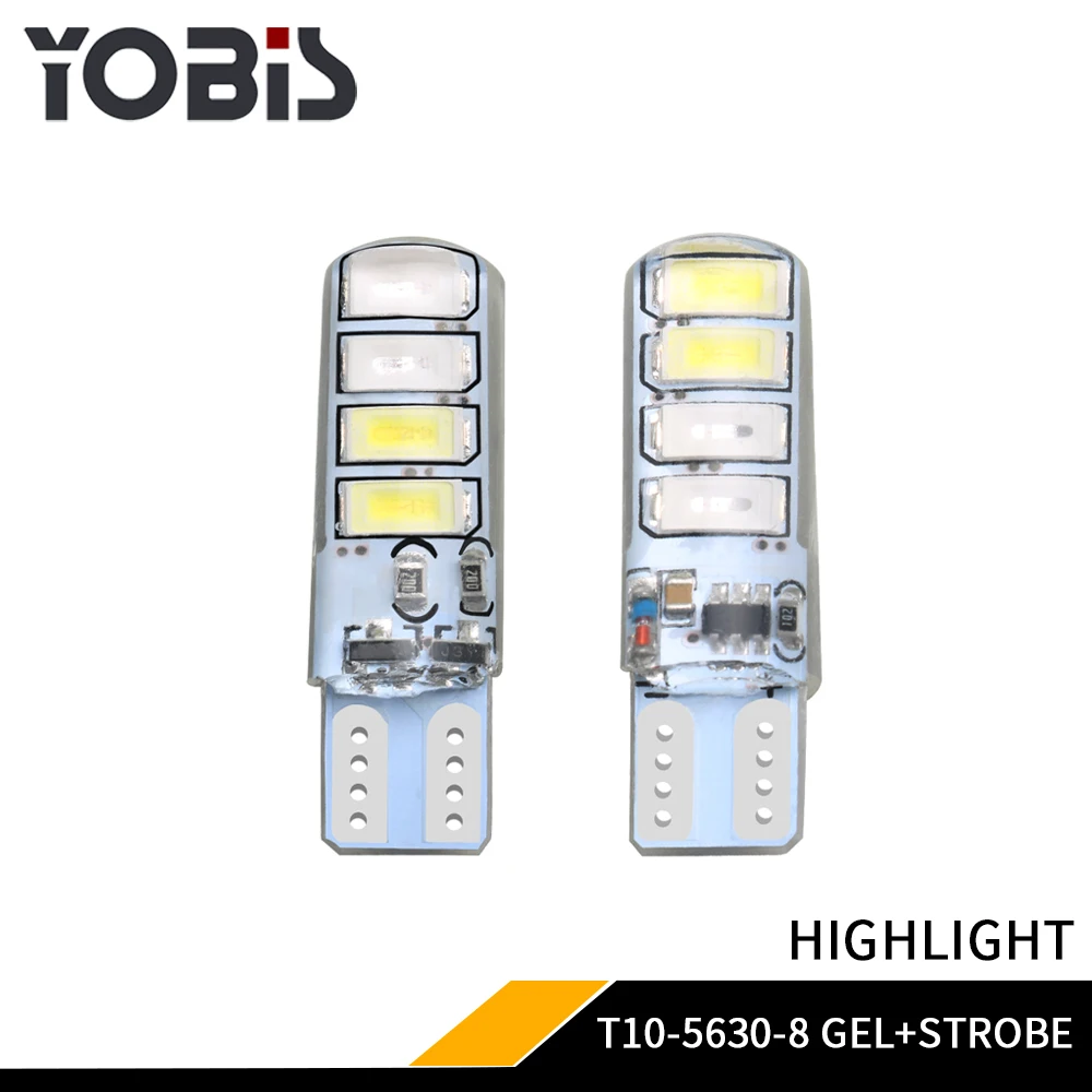 Factory direct T10 5630 8SMD silicone flashing two-color LED license plate light width lamp door light