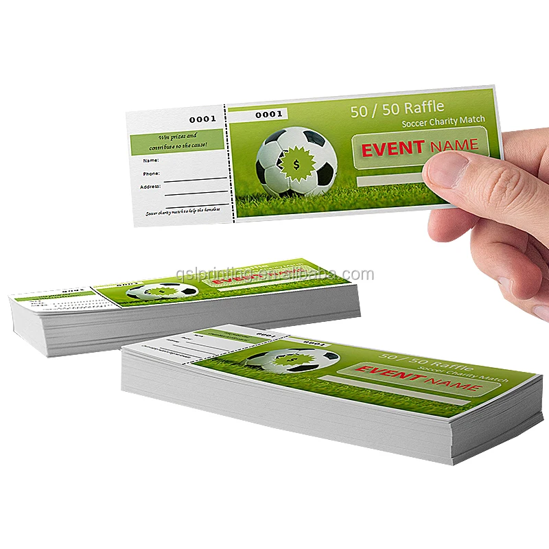 Custom printing event ticket of football game promotion activity voucher ticket entrance ticket