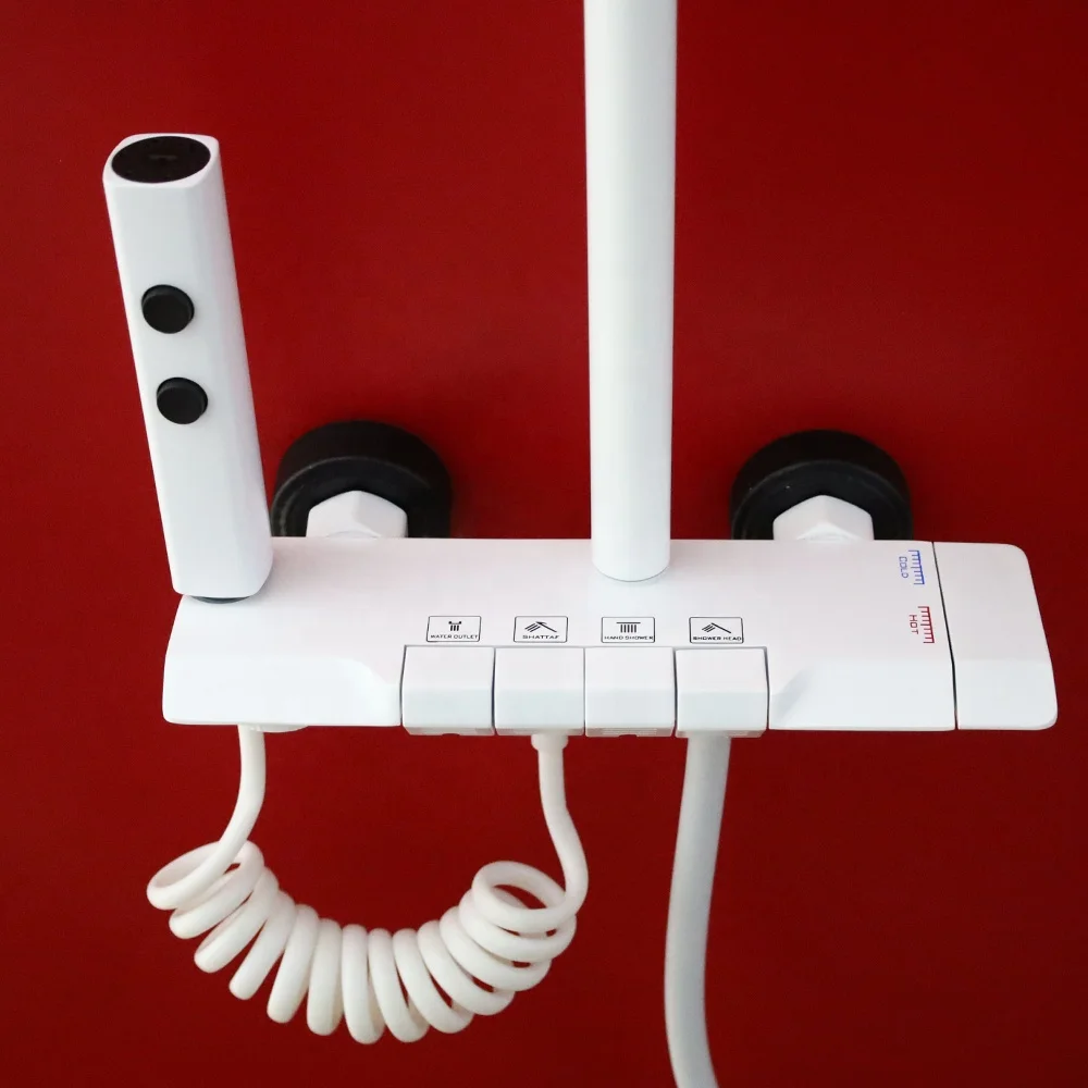 New Exposed 4 functions Gunmetal Gun Grey Keypad Piano Push button press key flat bath shower set faucet system column