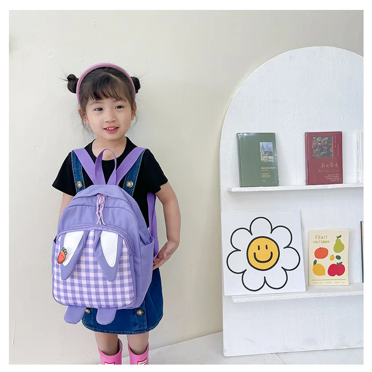 Kindergarten baby wholesale nylon breathable backpack cartoon cute rabbit ears schoolbag backpack