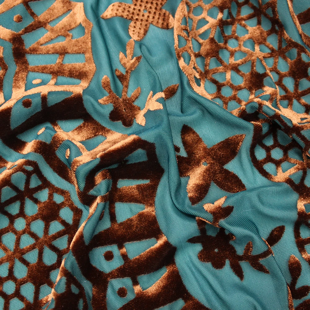 Higher Quality Thick Winter Custom Pattern Korea Velvet Burnout Flower Polyester Fabric For Dress