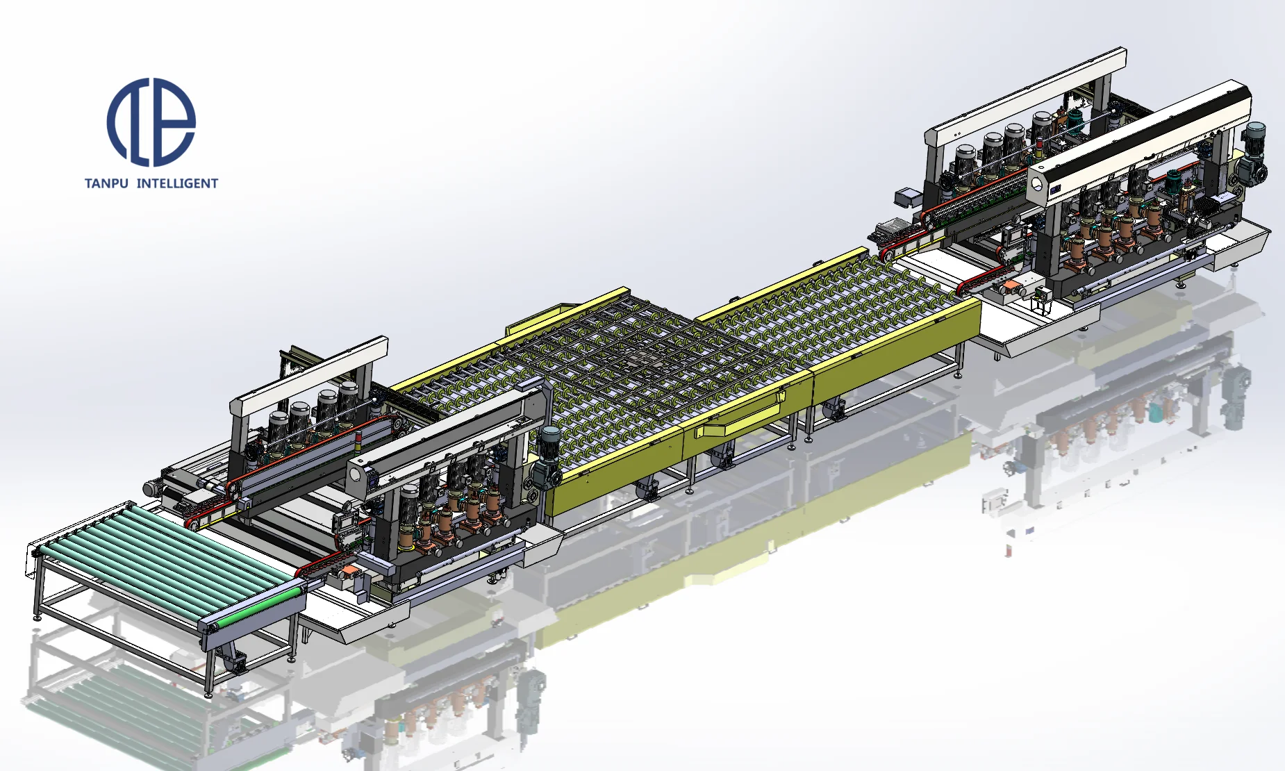 Long life glass bilateral edger glass grinding machine processing line straight combination glass edging machine