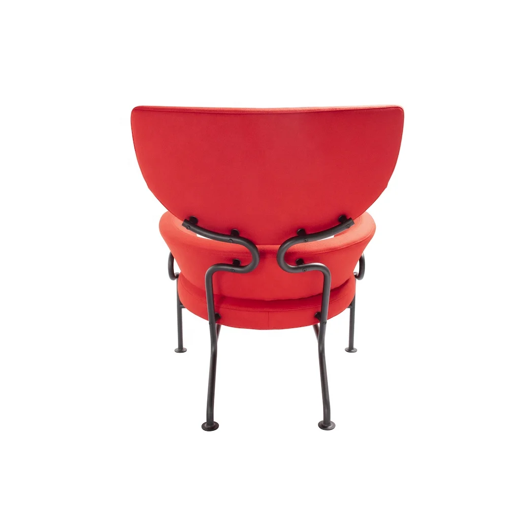 Mongolian Lamb Fur Armchair Sheepskin Leather Fabric Upholstery Metal Leg Cafe Library Swivel Armchair Sofa Single Seat Chair