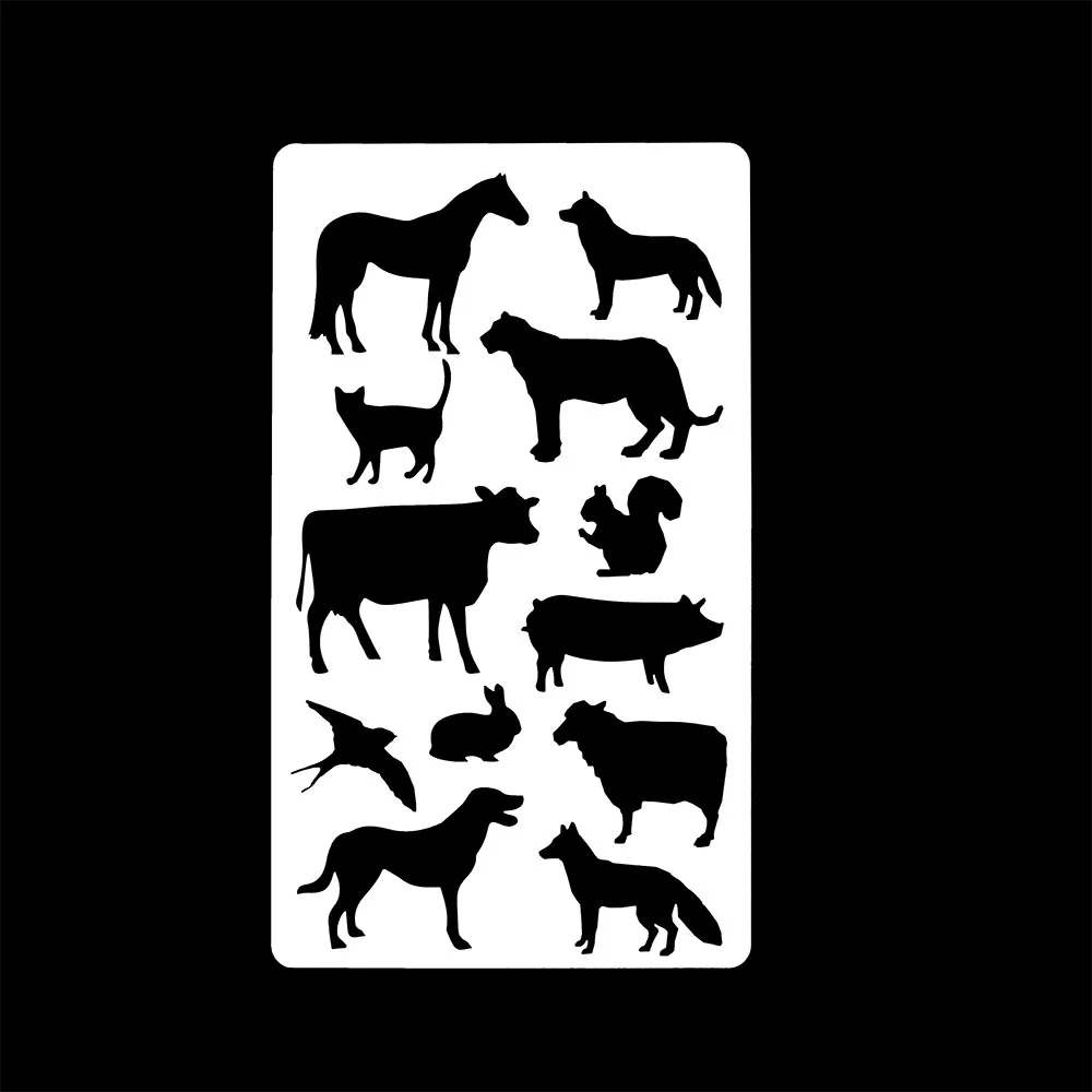 10.3x17.6cm Washable Reusable plastic animals for DIY painting Art Scrapbook laser cut PET template mylar stencil