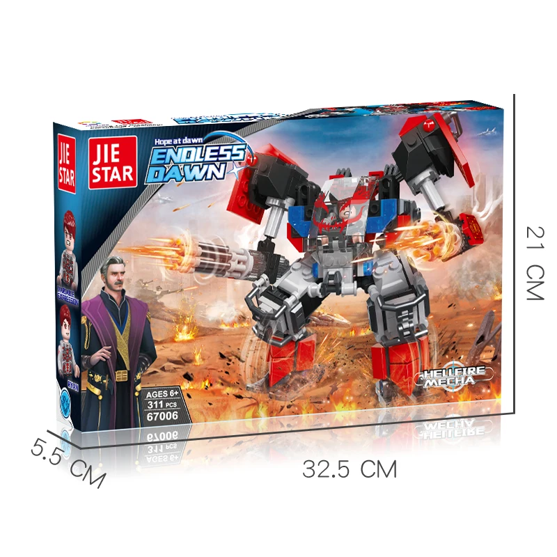 JIESTAR TOY 308 pcs boys collectable diy combat titan mecha robot moc building block brick kids birthday gift children robot toy