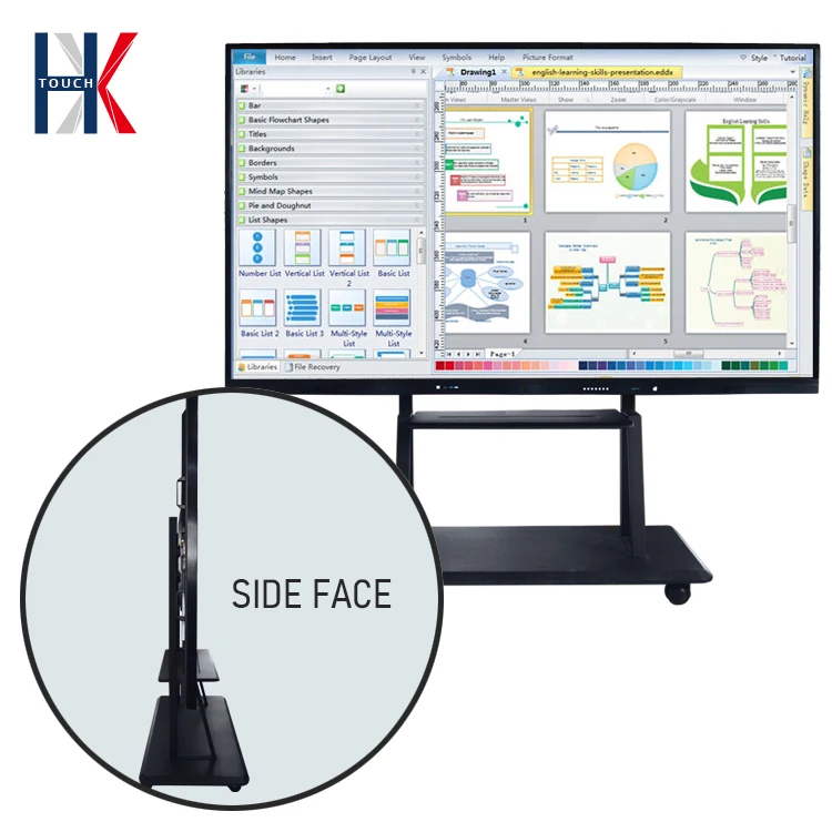 China 55 65 75 Inch Multi finger Touch Digital Portable Smart Board Interactive Whiteboard for Teaching