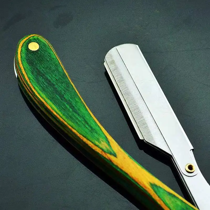 Barber Razor Private Label Wooden Handle Cut face Razor Replaceable Single Blade Barber Shaving Straight Razor