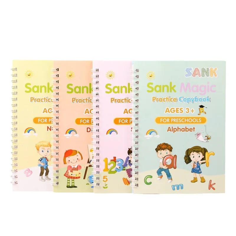4 pcs children alphabet math number drawing kids Sank magic practice copybook copy book for a school