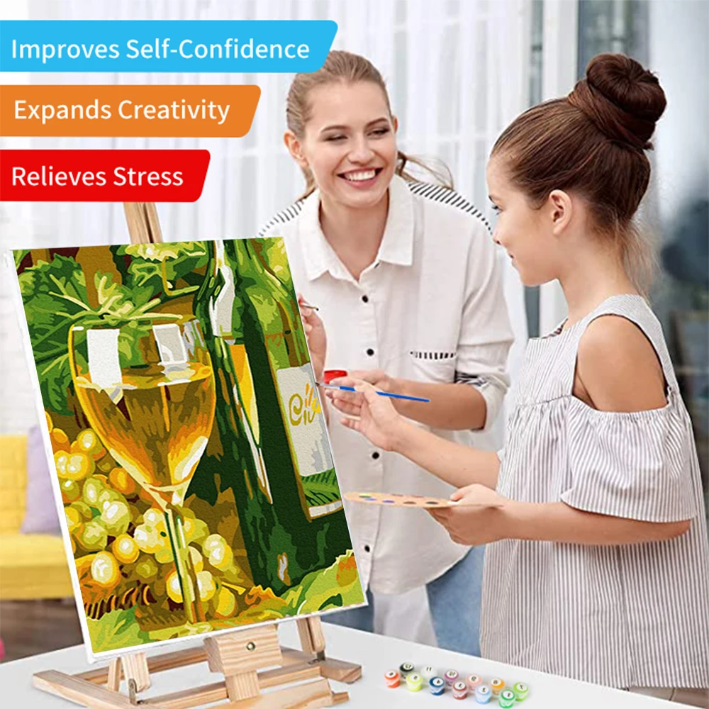 AOVIA 30 * 40 painting by numbers white wine glass small fresh art canvas oil decorative painting Wholesale handmade gifts