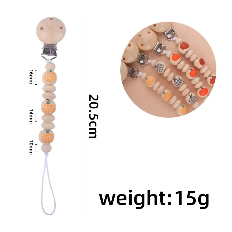 New Baby Products Orange Pumpkin Bead Pacifier Chain Soothing Baby Pacifier Anti Loss Chain