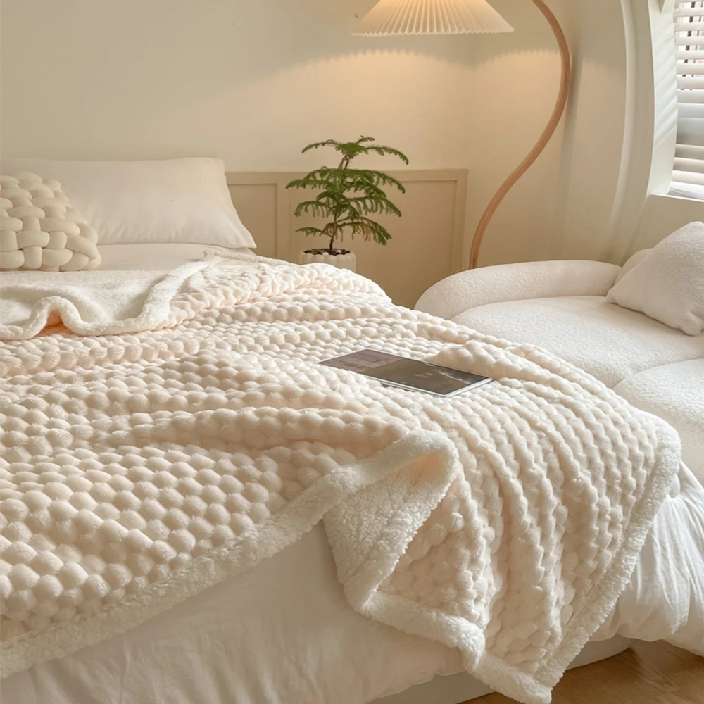 custom logo brand turtle velvet double layer Sherpa fleece thick warm throw blanket in winter for Christmas gift