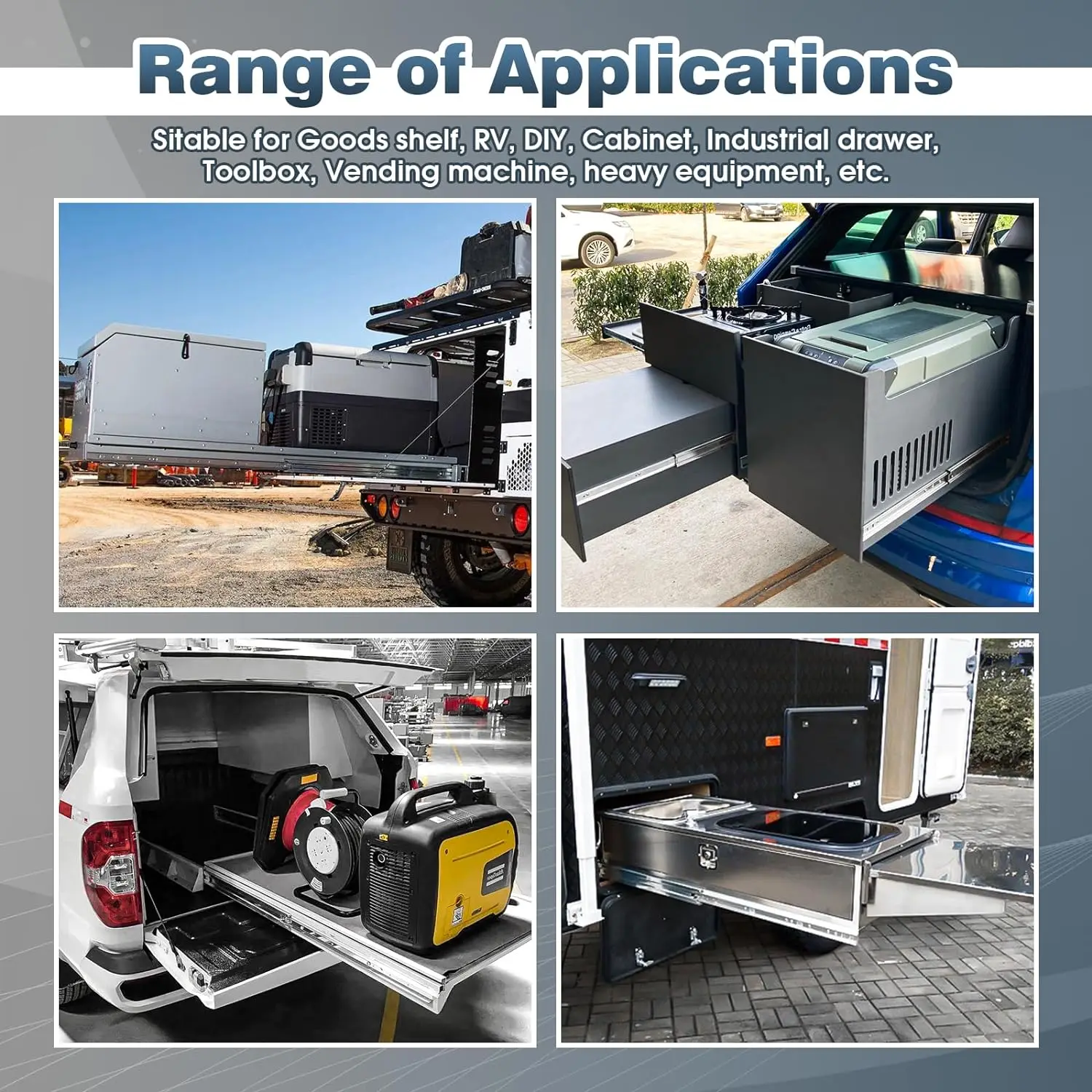 SNEIDA 1450mm Locking Drawer Slides Rails Glides Outdoor camping kitchen RV heavy duty load 225KG drawer slide