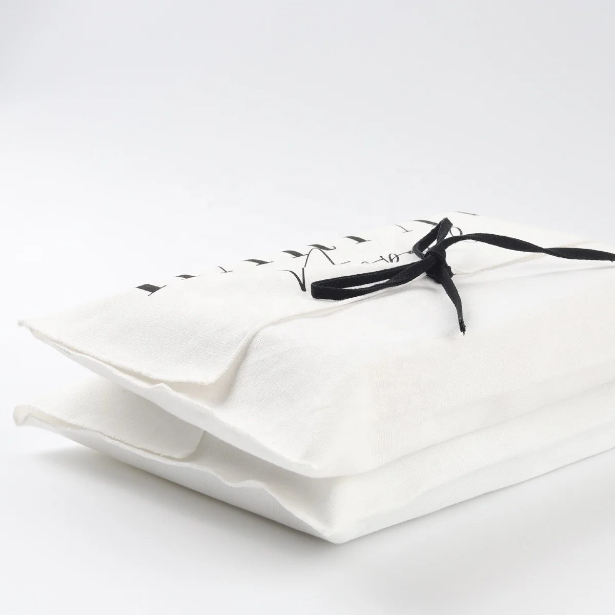 Custom Logo Printed Canvas Envelope Gift Packaging Bag Large Dust Envelope Flap Cloth Hat Pouch With Tie