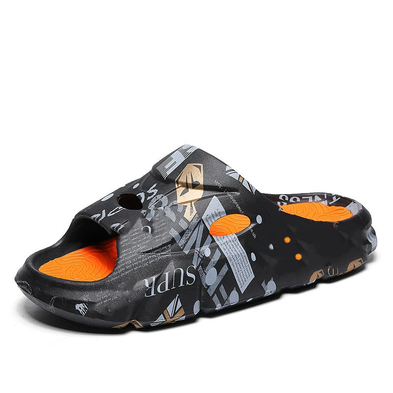 2024 New Outdoor Digital Sublimation Custom Beach Slippers Custom Logo Beach Slides Wholesale Leisure EVA Cotton Fabric Peep Toe