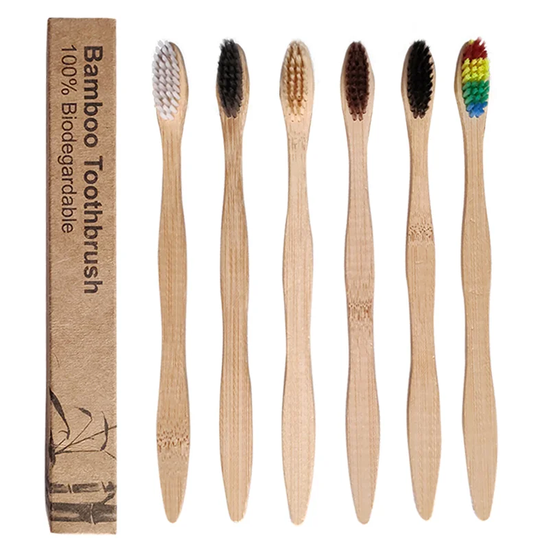 100% Eco Friendly Biodegradable Natural Recyclable Charcoal Soft Bristle Adult Kids Children Bamboo Toothbrush