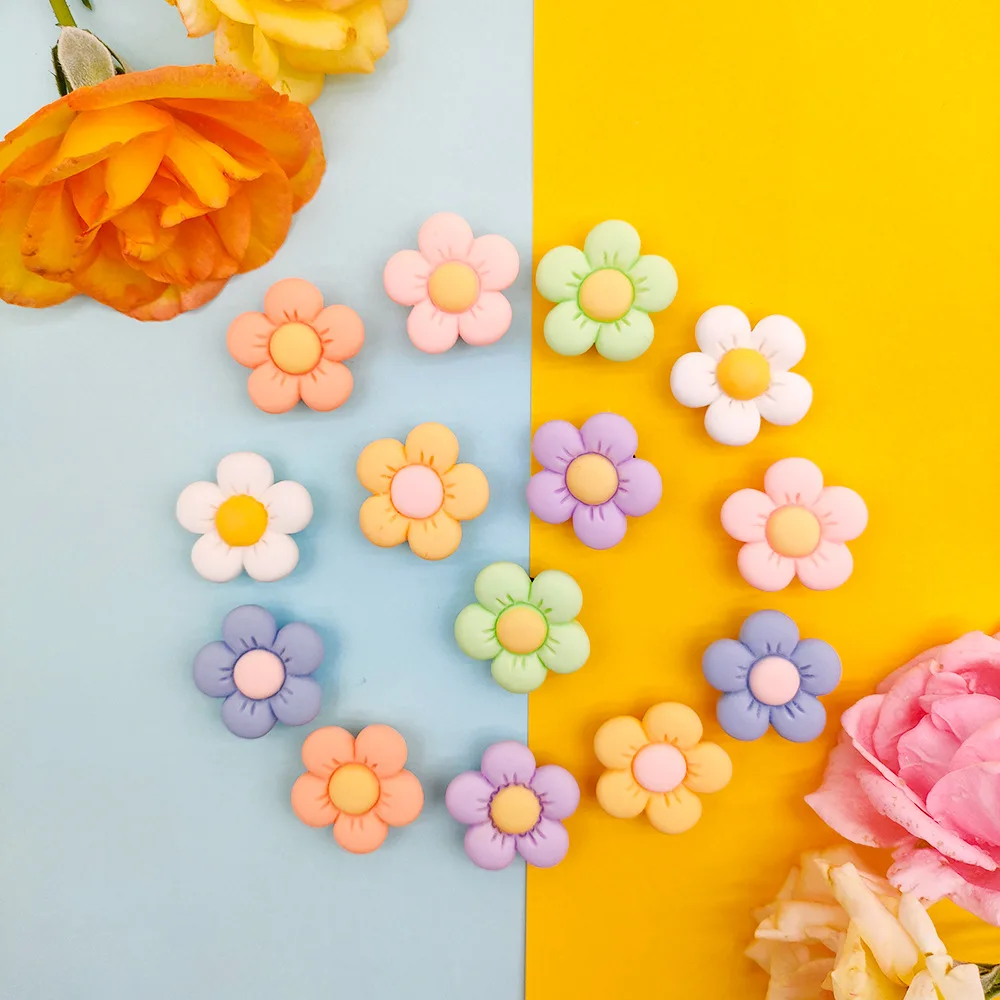 3D DIY Mini resin flower smiley shoe charms custom3d colorful flower shoe decorations charms for croc wholesale