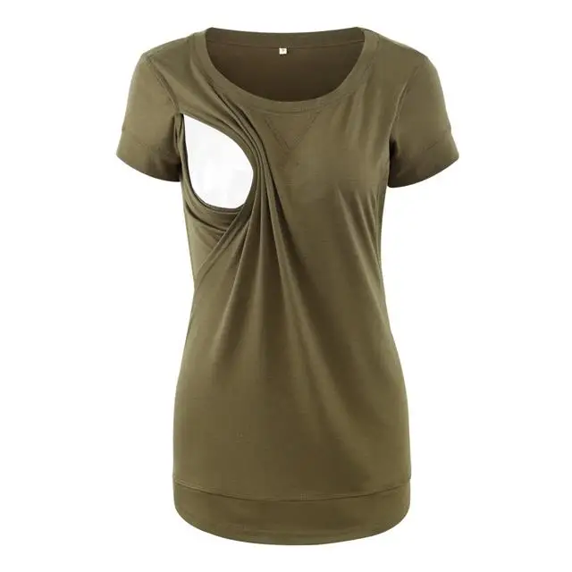 Wholesale Daily Wear Open Sideways Women Nursing Top Maternity Breastfeeding Tee