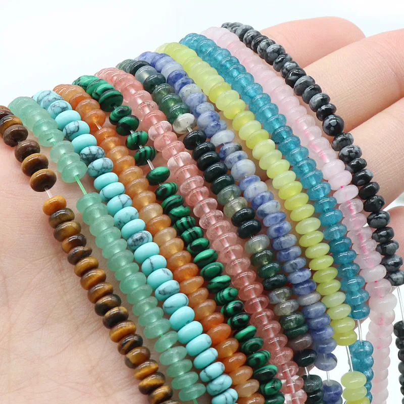 Wholesale Natural Stone 2*4mm Tiger Eye Jade Stone Abacus Beads Rondelle Gemstone Beads Rondelle Saucer Stone Beads for DIY