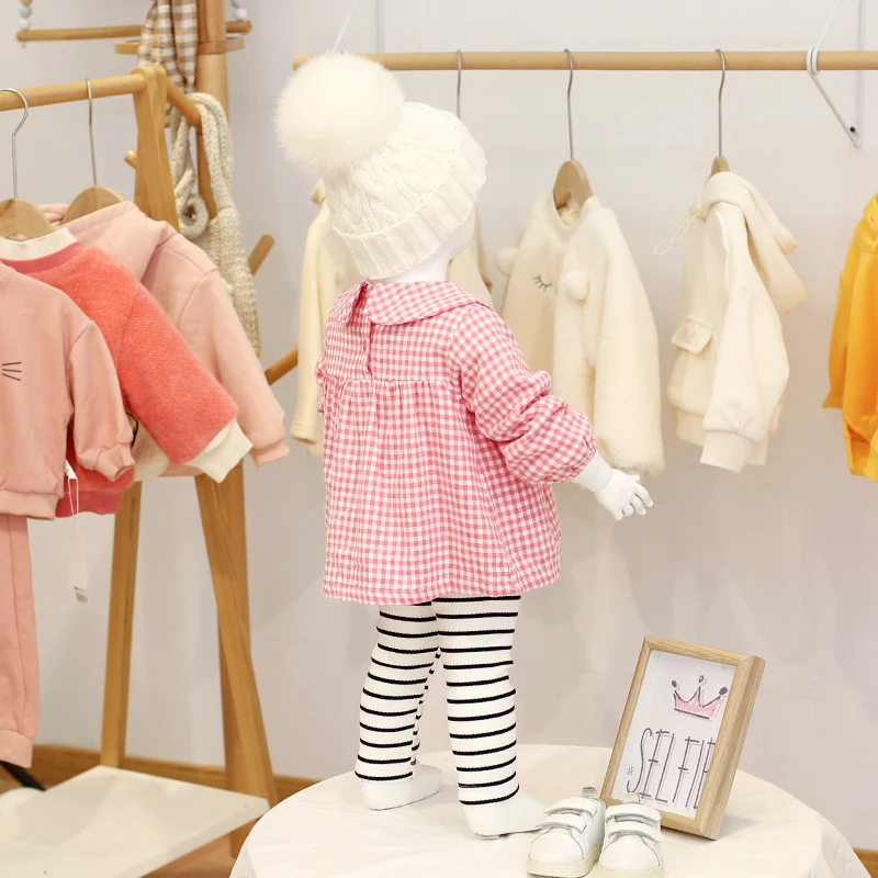 
Cute plaid design solid color long sleeve one-piece 0-3-year old baby girl dress wholesale 2020 NEW baby skirts 