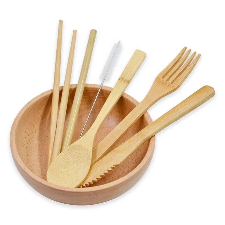 Kids Travel Eco Friendly Portable Reusable Bamboo Utensils Cutlery Set With Case Personalized