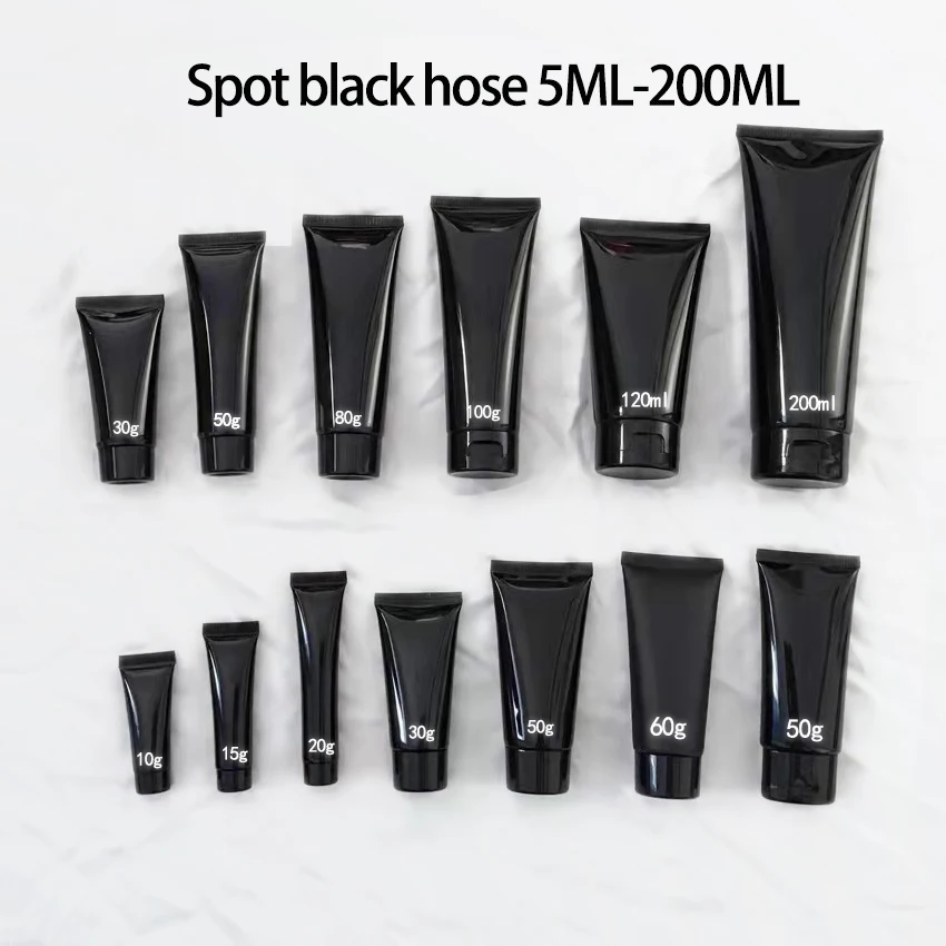 10ml 20ml 30ml 50ml 100ml 120ml 150ml 200ml black PE Plastic Empty Squeeze  Hand Cream Tube Cosmetic Packaging Tubes in store