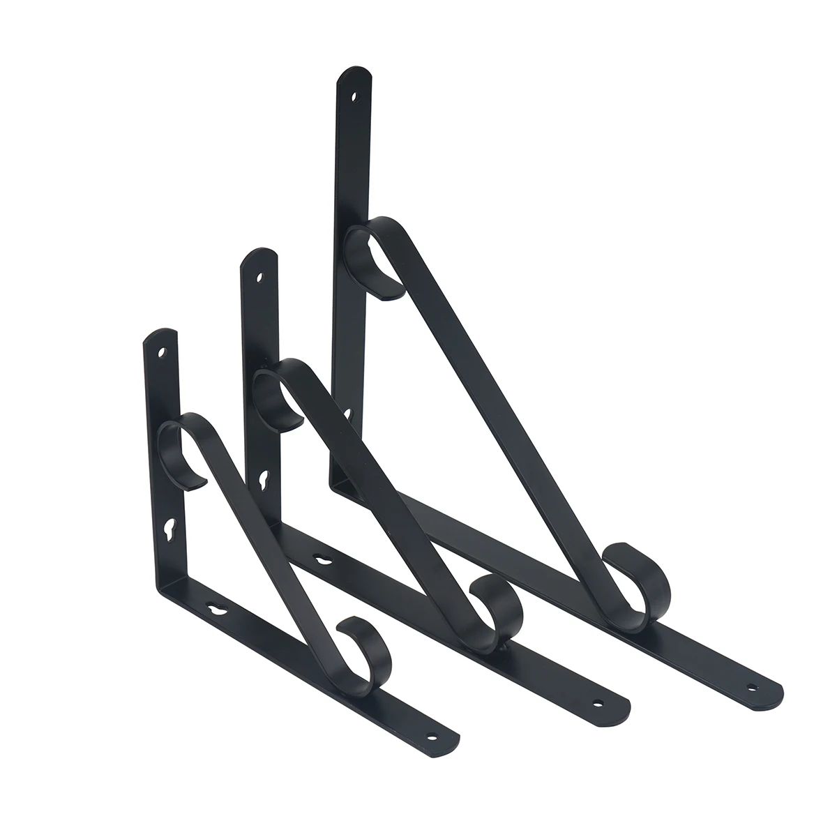 Wholesale black Iron Wall Brackets Heavy Duty Shelf Holder L Shape Wall Mount Angle Brace Home