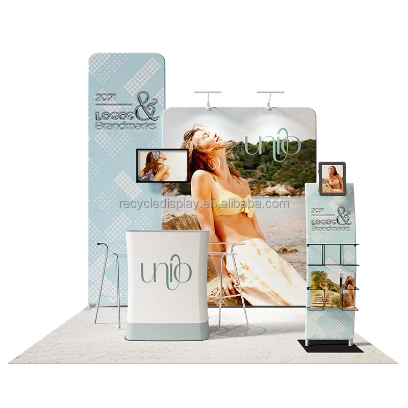 Modular Trade Show Fair Exhibition Booth Stall Fabrication Design backlit exhibition stand lighting 3X3 Standard Exhibition Stal