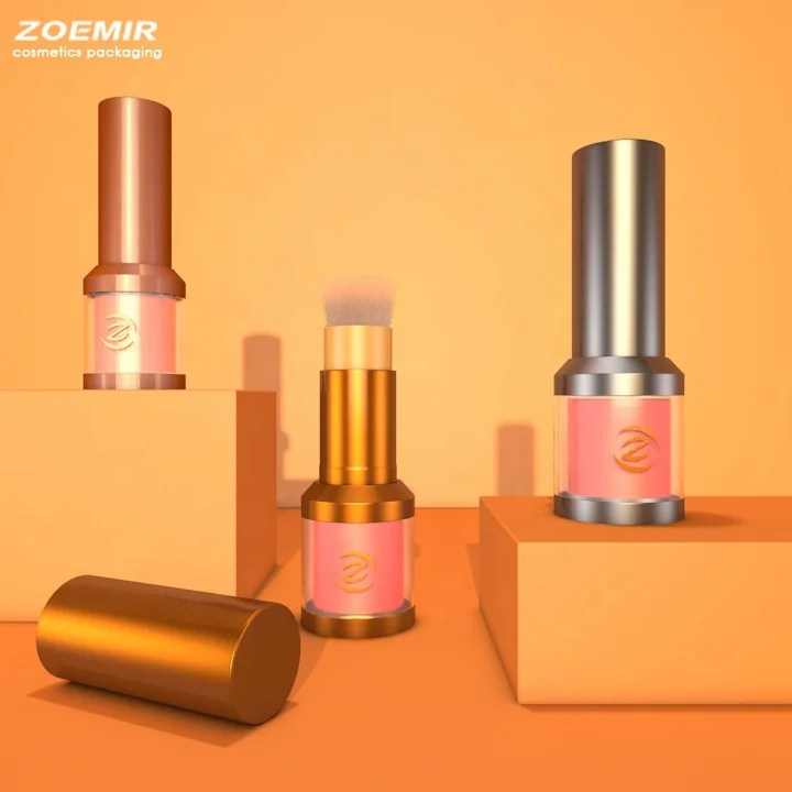 Luxury Cosmetic packaging innovative design empty loose powder container with makeup brush