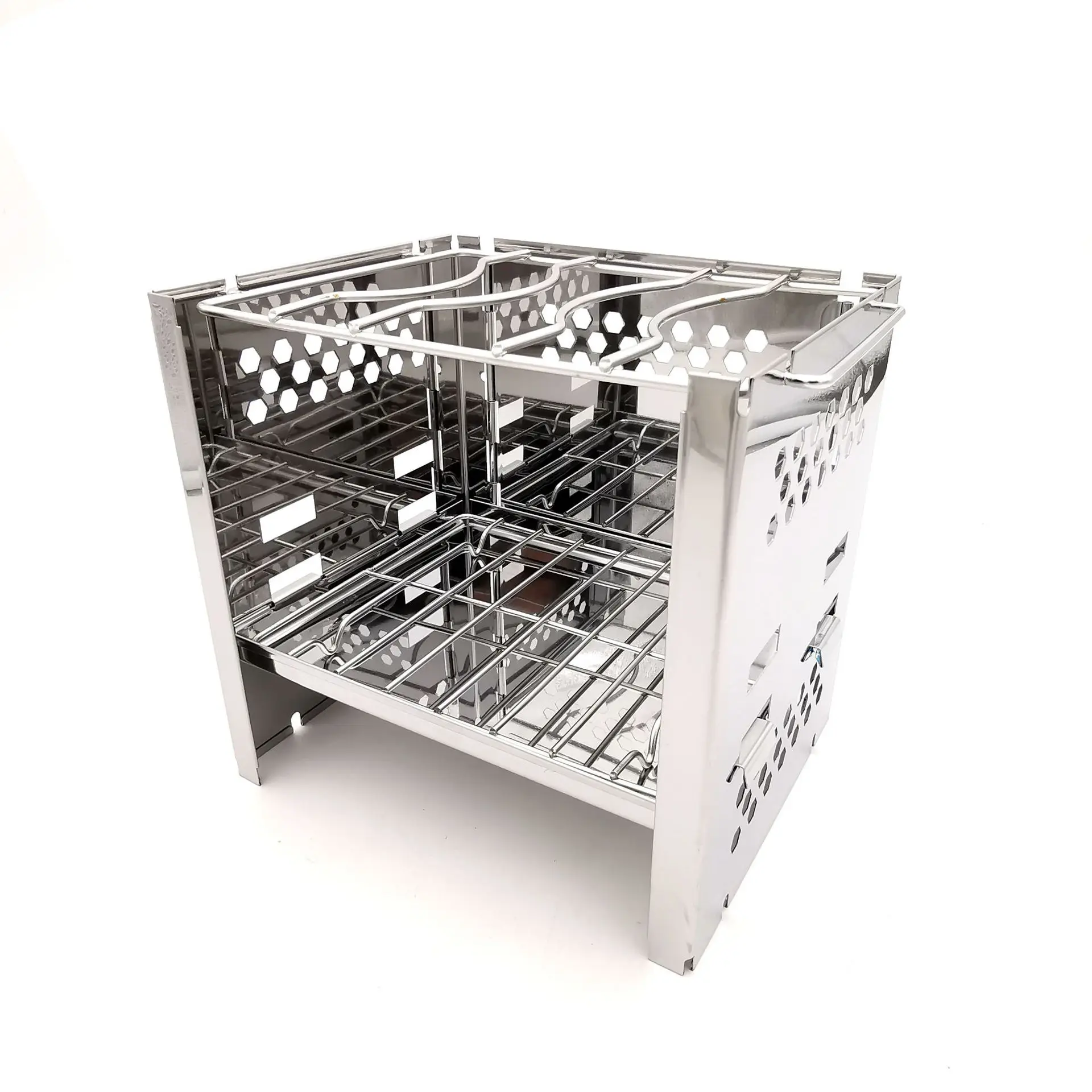 
Outdoor barbecue portable camping folding windshield firewood mobile camping stove 