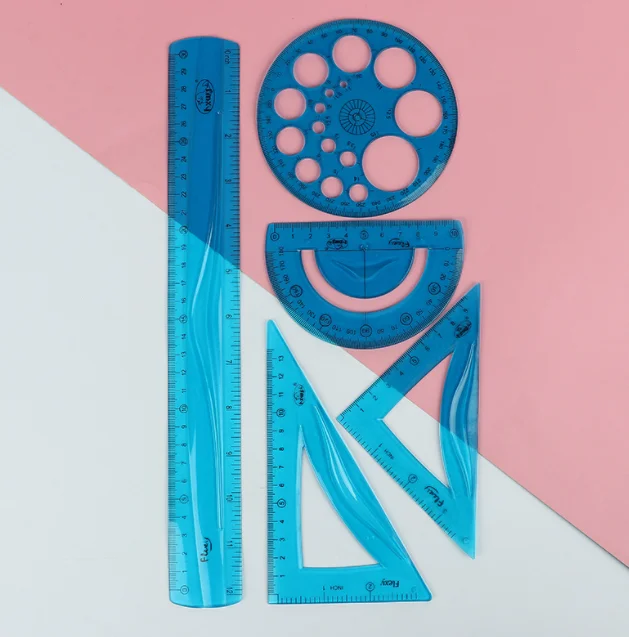 PVC material flexible geometric ruler set with combination color