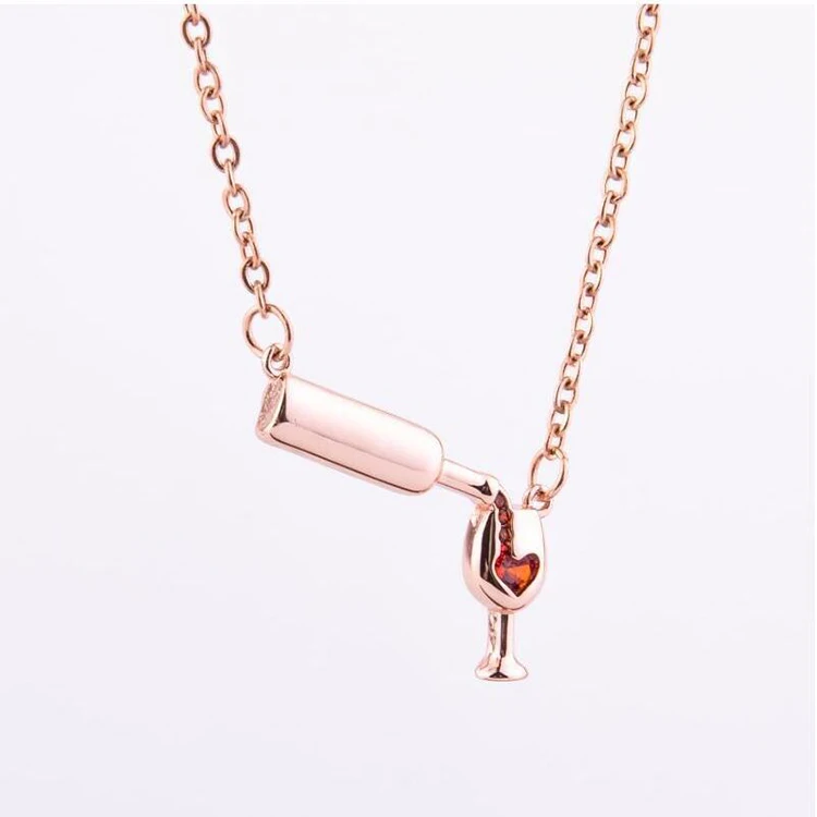 
2019 new styles casual alloy Wine Glass pendant necklace Jewelry 