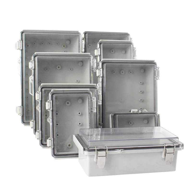IP67 Plastic enclosure waterproof junction box ABS pc with latch   Clear Hinged Lid Plastic Boxes Waterproof distribution Box