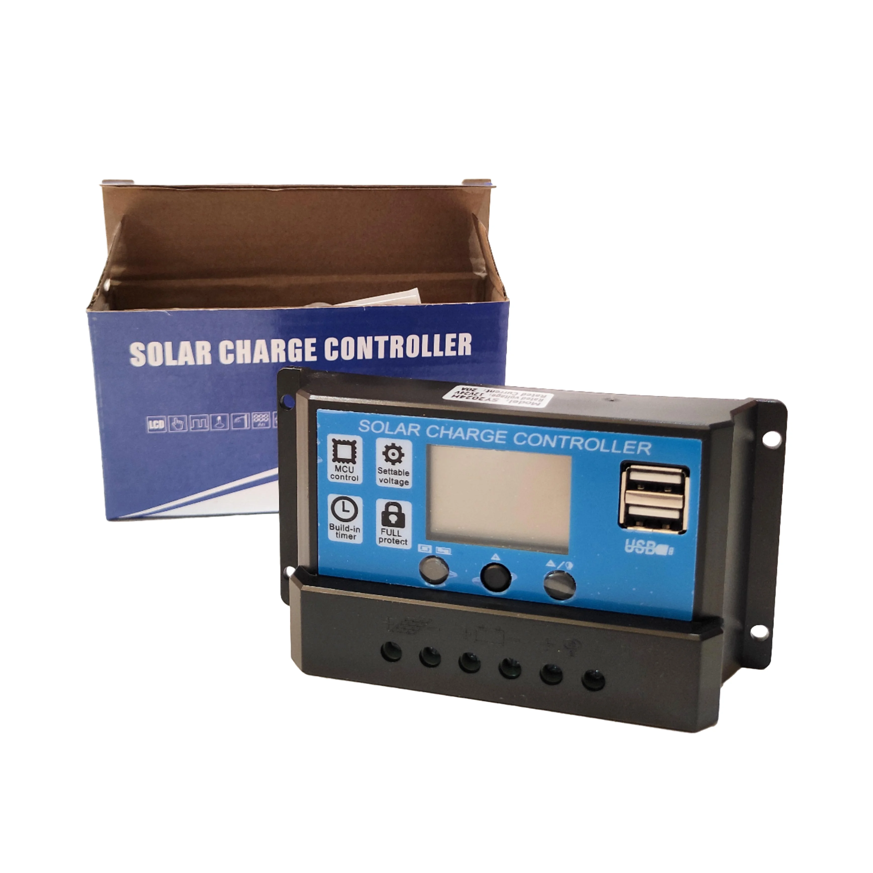 PWM 10A Solar Charge Controller 12V/24V Home Solar System with 2USB and LCD Display