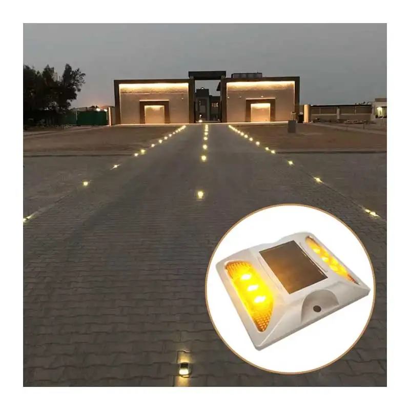 double side cast aluminum with nail polycarbonate side solar stud for road